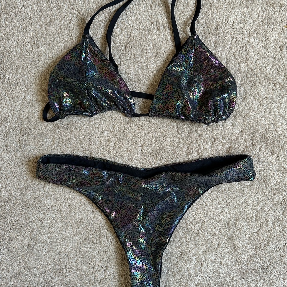 Lali and Layla Holographic Snake Print Reversible Bikini Set